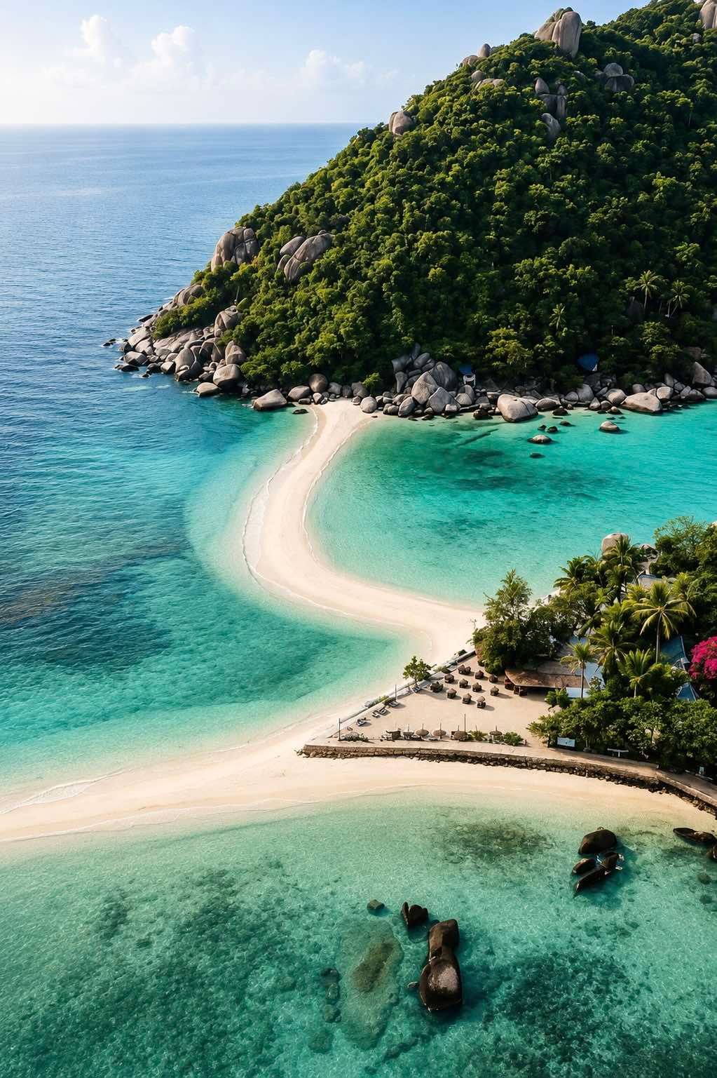 Koh Samui trópusi tengerpart és lagúna madártávlatból