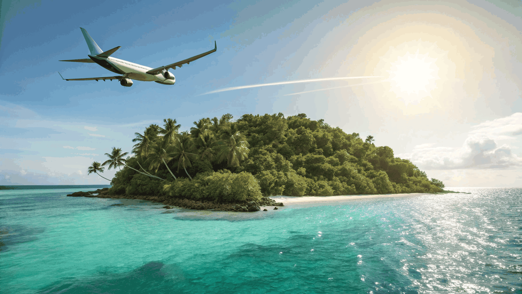 Bangkok Airways repülőgép Koh Samui trópusi tengerpartja felett